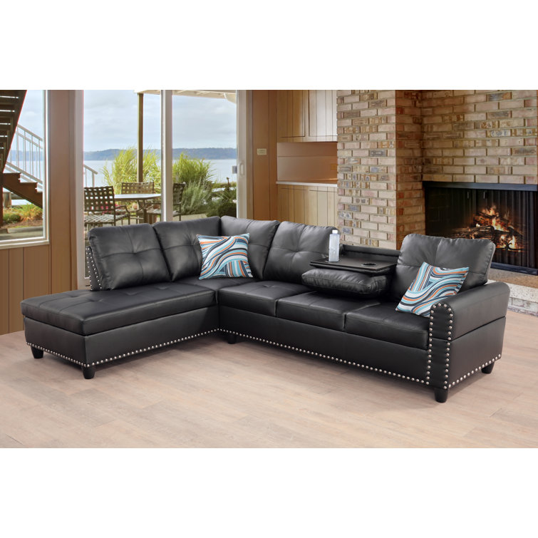 StarHomeLivingCorp 2 Piece Vegan Leather Sectional Wayfair Canada